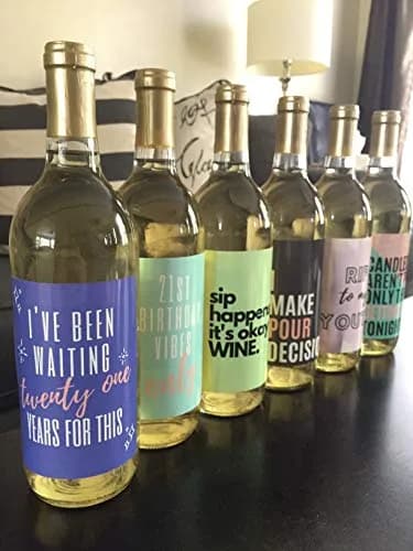 Harper & Ivy Designs 21st Birthday Wine Bottle Labels (6-Pack) | Chic Bday Gifts for Women thumbnail 4