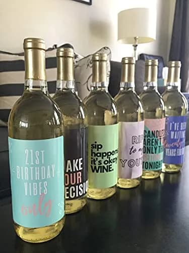 Harper & Ivy Designs 21st Birthday Wine Bottle Labels (6-Pack) | Chic Bday Gifts for Women thumbnail 9