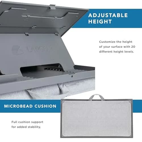 LapGear Ergo Pro Lap Desk with 20 Adjustable Angles, Mouse Pad, and Phone Holder - Gray - 51.5 cm (20.5 inches) Wide thumbnail 4