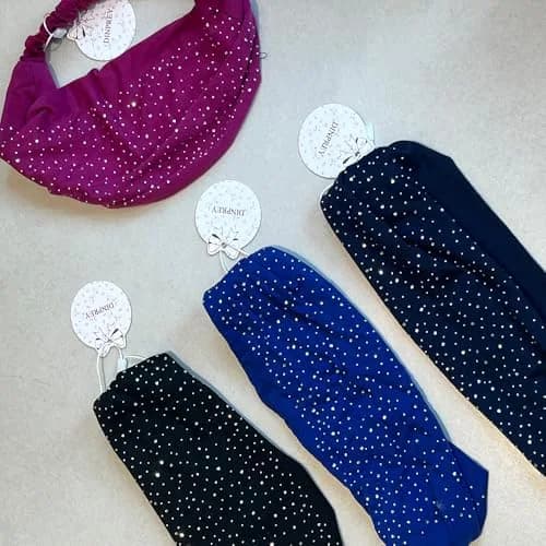 DINPREY Rhinestone Dots Wide Headband - Women's Twisted Solid Diamond Workout, Yoga & Makeup Head Wrap (4 Pcs) | Soft Cotton & Spandex, Elegant & Comfortable thumbnail 7