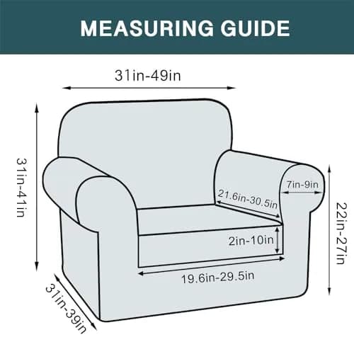 FantasDecor 2 Piece Chair Sofa Covers Velvet for Living Room Slipcovers with Individual Cushion Elastic Furniture Protector for Pets, Machine Washable (Armchair, Stone Blue) | Velvet Plush, 2-Piece Fit thumbnail 2