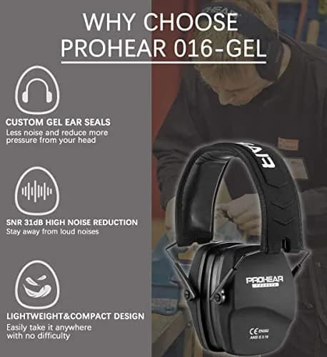 PROHEAR 016-Gel Shooting Ear Protection, NRR 26dB, Gel Cushions | Foldable Passive Earmuffs for Loud Noise thumbnail 7