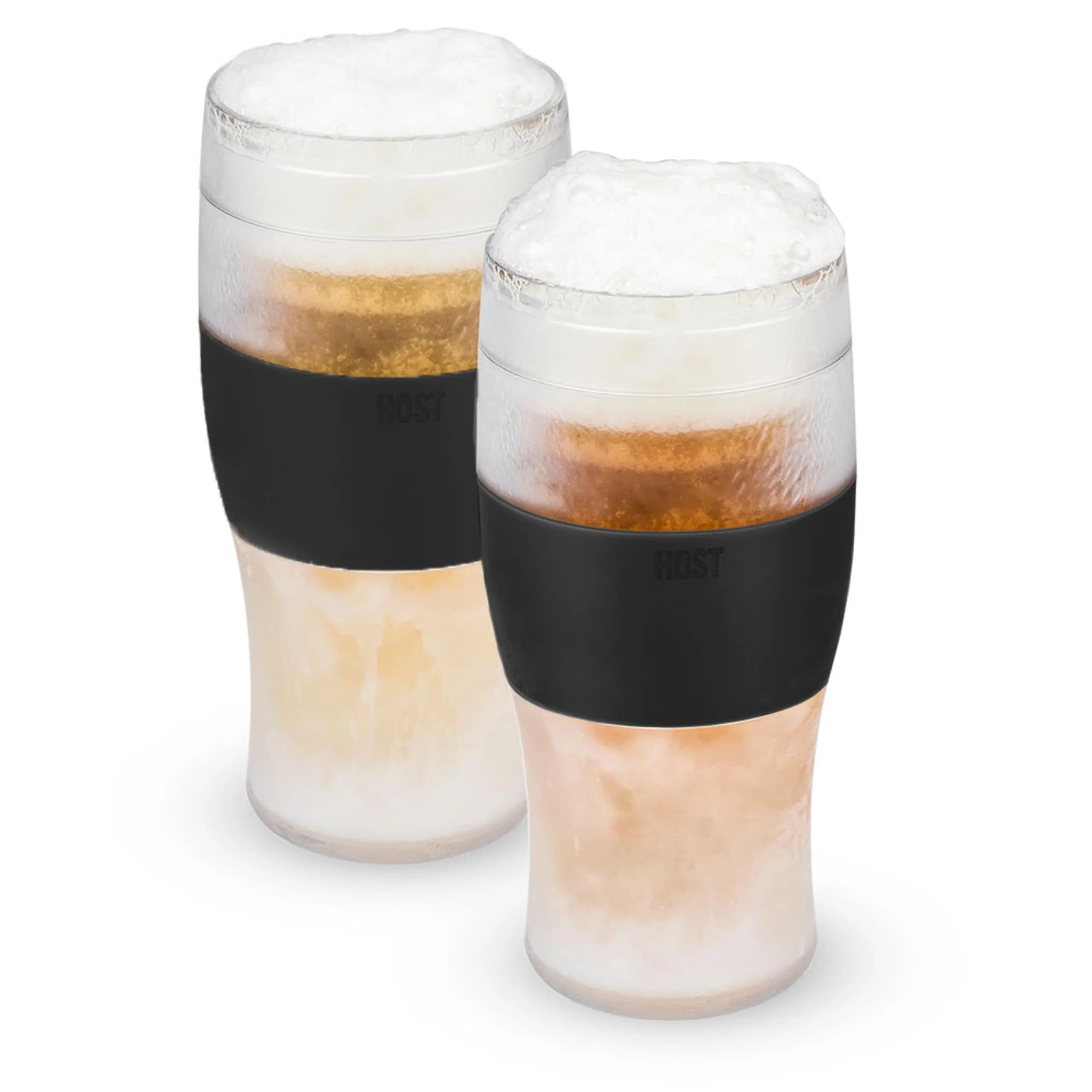 Host Freeze Beer Glasses, Insulated Pint Glass Set with Cooling Gel, 16oz (473ml) Each, Set of 2, Black | Keeps Drinks Ice Cold - main product image