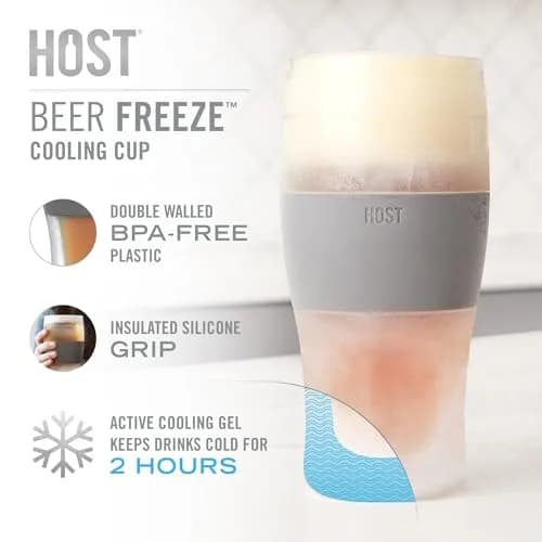 Host Freeze Beer Glasses, Insulated Pint Glass Set with Cooling Gel, 16oz (473ml) Each, Set of 2, Black | Keeps Drinks Ice Cold thumbnail 4