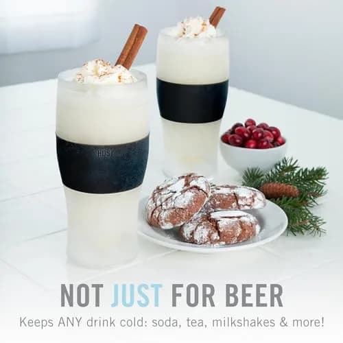 Host Freeze Beer Glasses, Insulated Pint Glass Set with Cooling Gel, 16oz (473ml) Each, Set of 2, Black | Keeps Drinks Ice Cold thumbnail 5