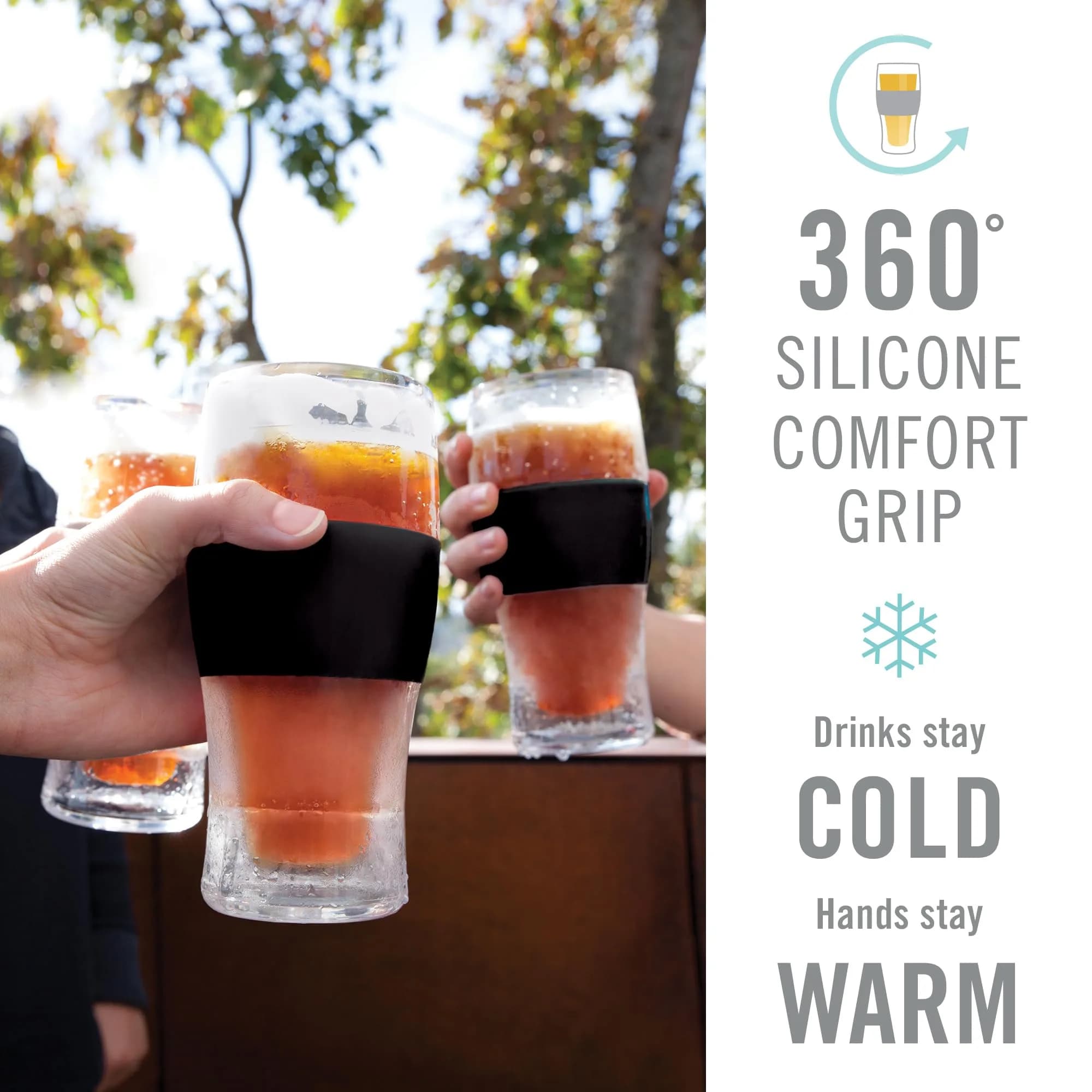 Host Freeze Beer Glasses, Insulated Pint Glass Set with Cooling Gel, 16oz (473ml) Each, Set of 2, Black | Keeps Drinks Ice Cold - view 7