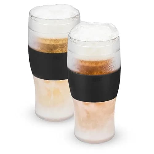 Host Freeze Beer Glasses, Insulated Pint Glass Set with Cooling Gel, 16oz (473ml) Each, Set of 2, Black | Keeps Drinks Ice Cold thumbnail 1