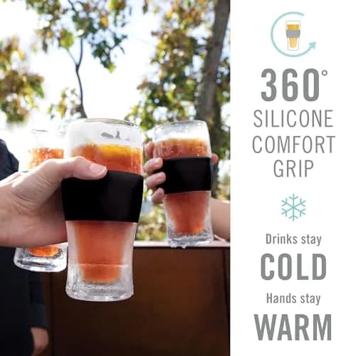 Host Freeze Beer Glasses, Insulated Pint Glass Set with Cooling Gel, 16oz (473ml) Each, Set of 2, Black | Keeps Drinks Ice Cold thumbnail 7