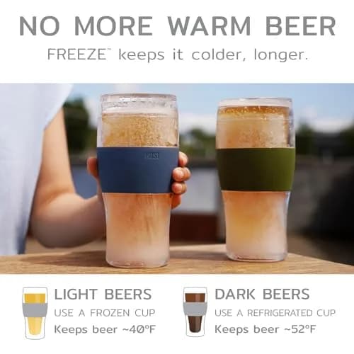 Host Freeze Beer Glasses, Insulated Pint Glass Set with Cooling Gel, 16oz (473ml) Each, Set of 2, Black | Keeps Drinks Ice Cold thumbnail 2