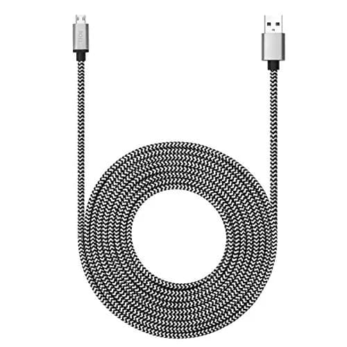 RoFI 15ft Micro USB Cable | Fast Charging 3A, Durable Nylon Braided, White thumbnail 1