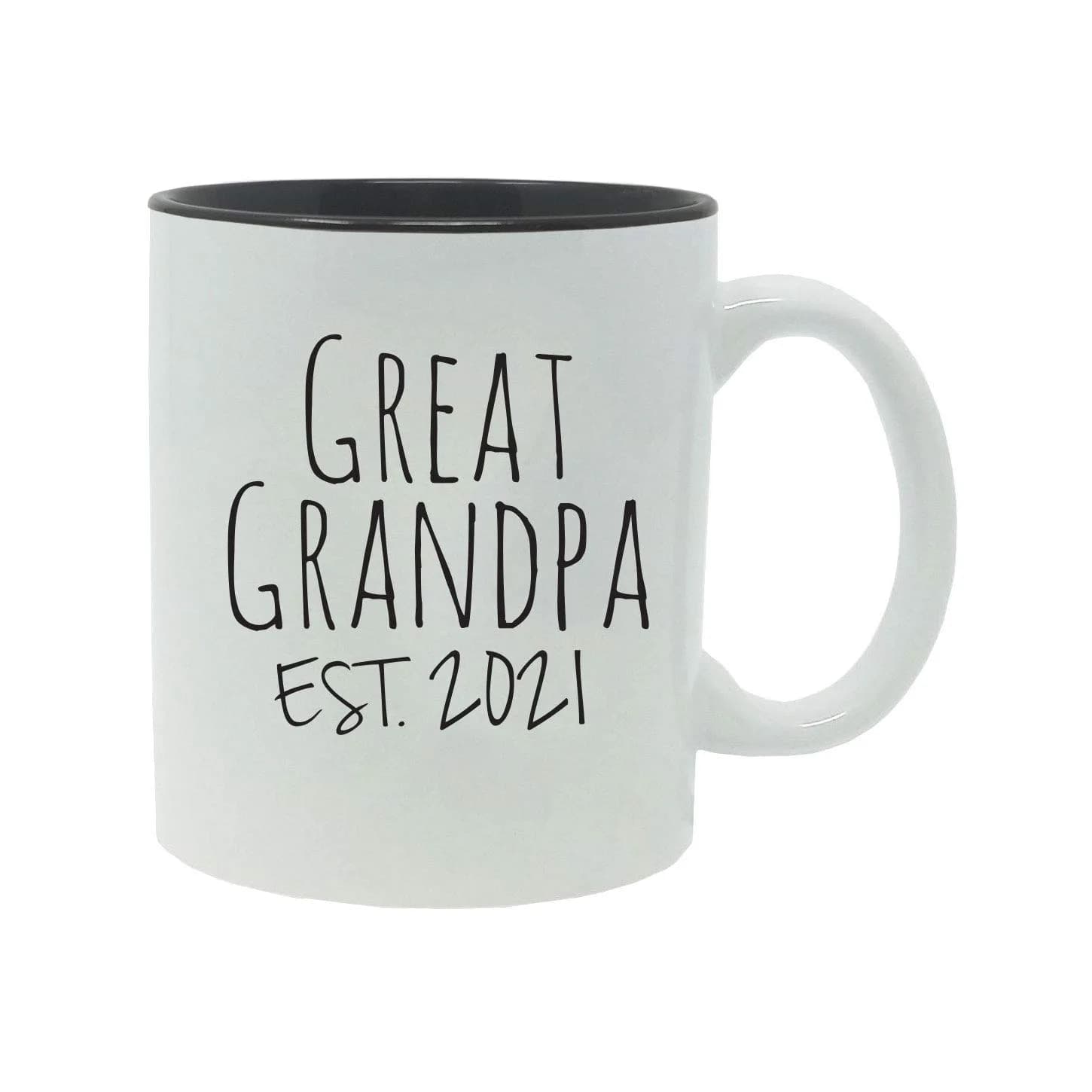CustomGiftsNow Great Grandpa Established Est. 2021 Ceramic Coffee Mug 312 ml (11 Ounce) | Imported Novelty Mug for Grandpas — Black