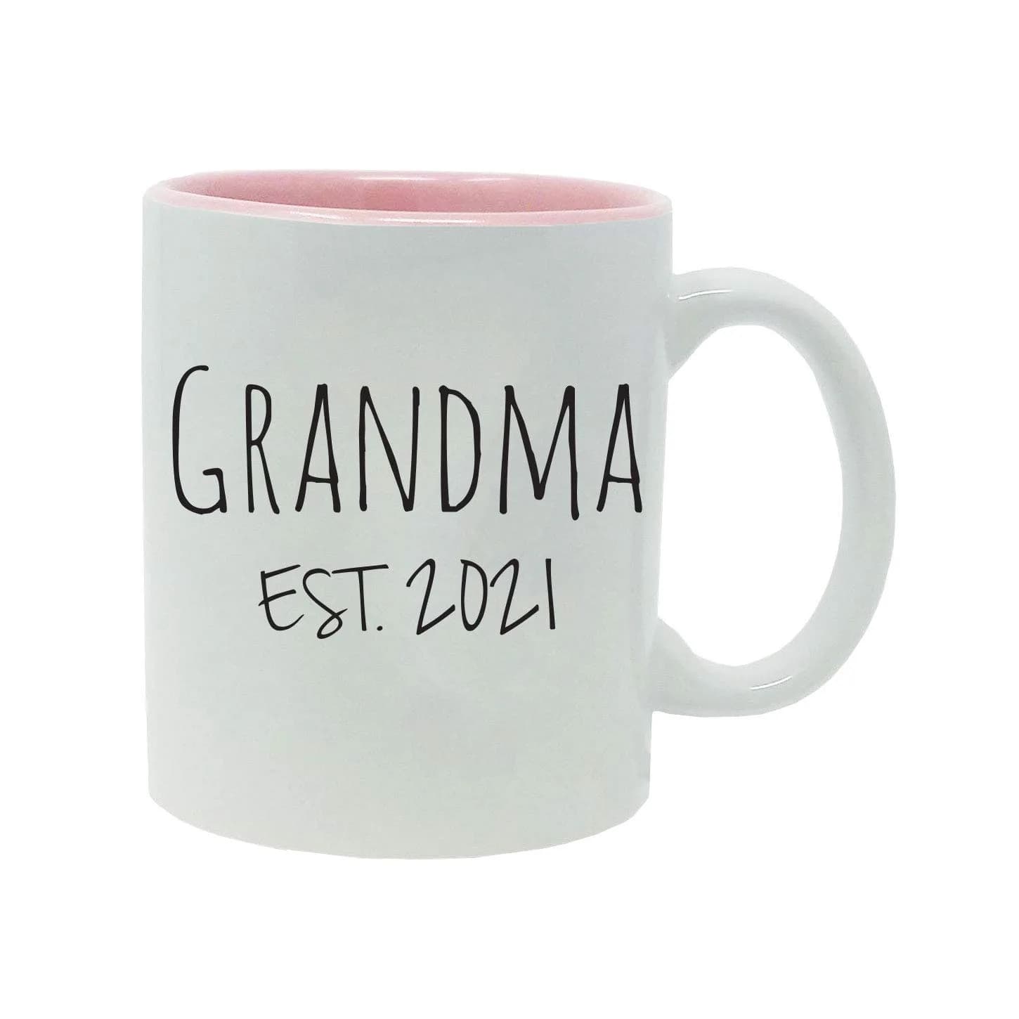 CustomGiftsNow Grandma Established Est. 2021 11-Ounce Ceramic Coffee Mug with Gift Box (Pink) | Personalized Gift for Grandparents