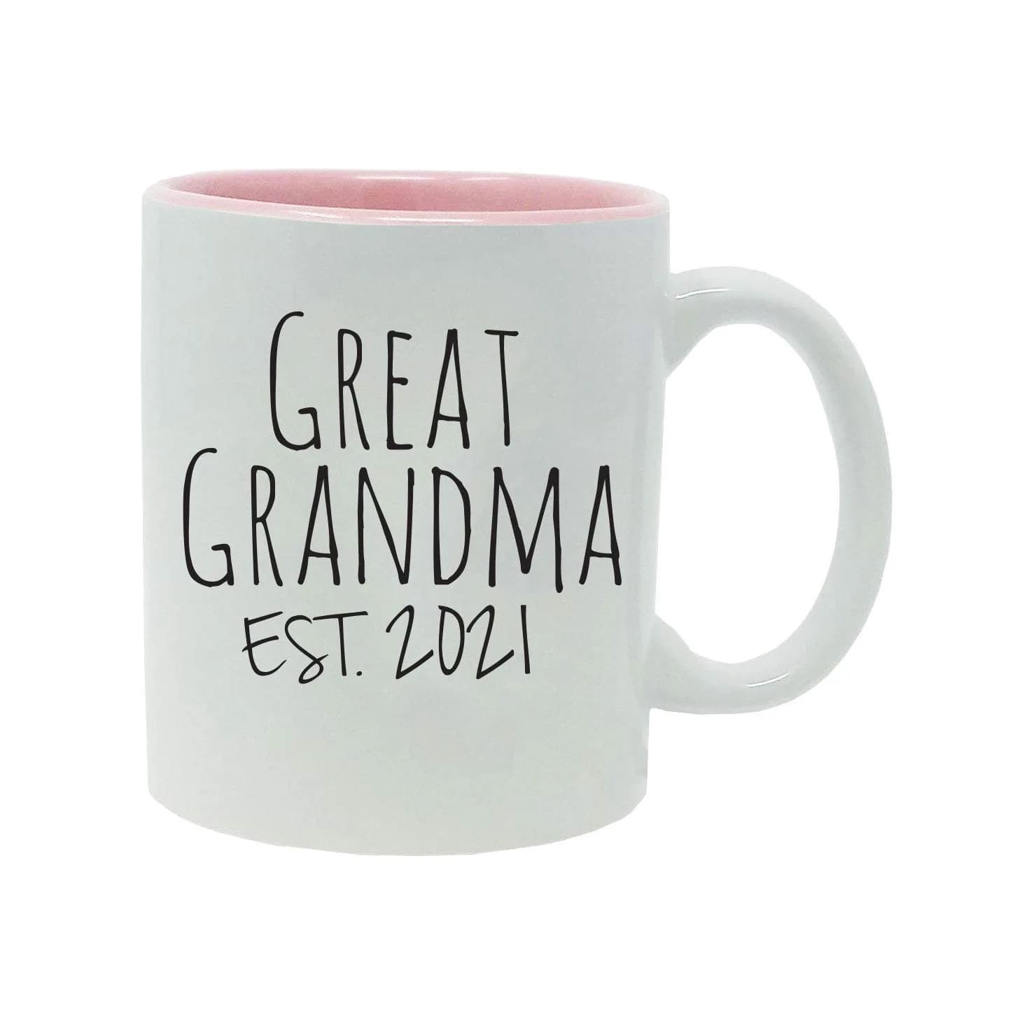 CustomGiftsNow Great Grandma Established Est. 2021 11-Ounce Ceramic Coffee Mug with Gift Box (Pink) | Personalized Gift for Grandparents — Pink