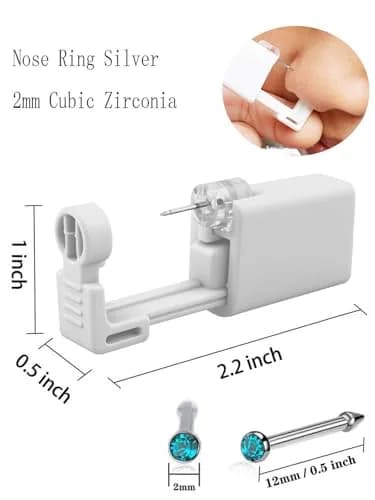 SLVIEKAE Blue Nose Piercing Kit, Single Use Nostril Puncture Tool with Cubic Zirconia Stud | 18 Gauge thumbnail 4