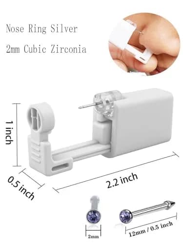 SLVIEKAE Purple Nose Piercing Kit | Single-Use Self Piercing Tool with Cubic Zirconia Stud thumbnail 4