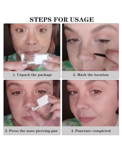 SLVIEKAE Purple Nose Piercing Kit | Single-Use Self Piercing Tool with Cubic Zirconia Stud thumbnail 5