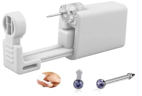 SLVIEKAE Purple Nose Piercing Kit | Single-Use Self Piercing Tool with Cubic Zirconia Stud thumbnail 1