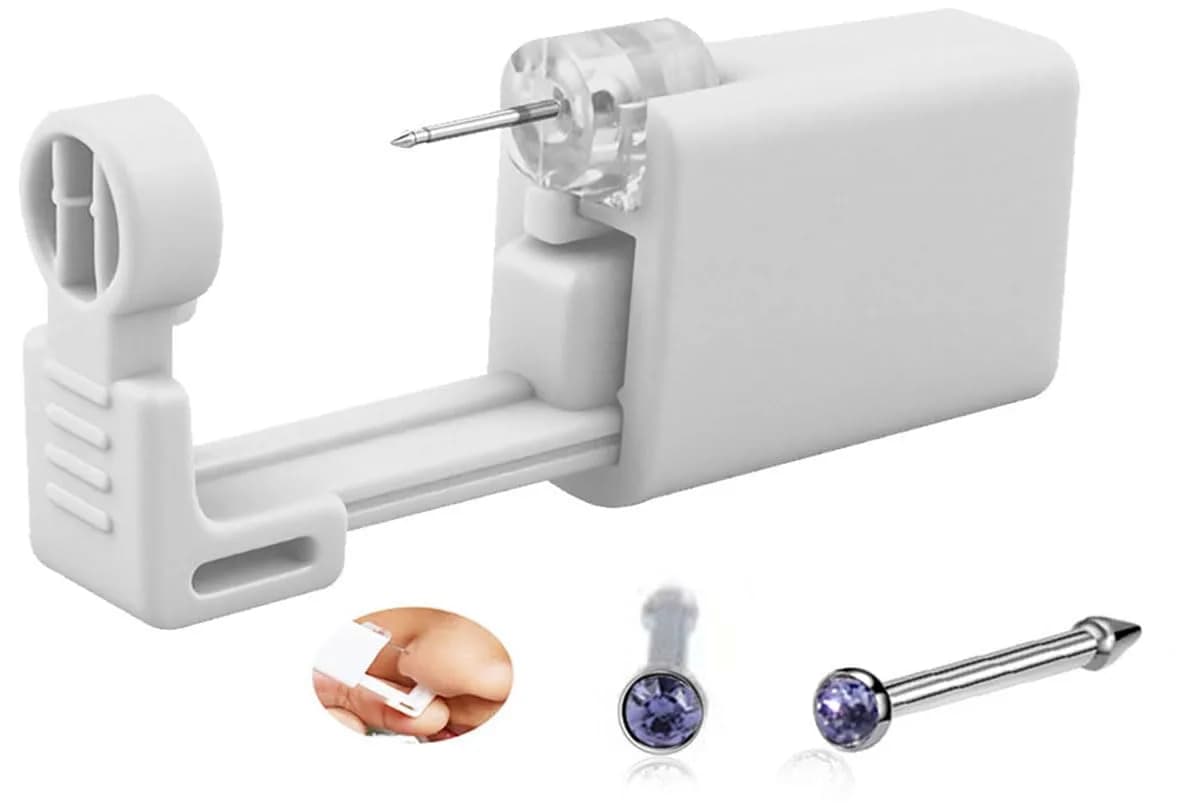 SLVIEKAE Purple Nose Piercing Kit | Single-Use Self Piercing Tool with Cubic Zirconia Stud - main product image