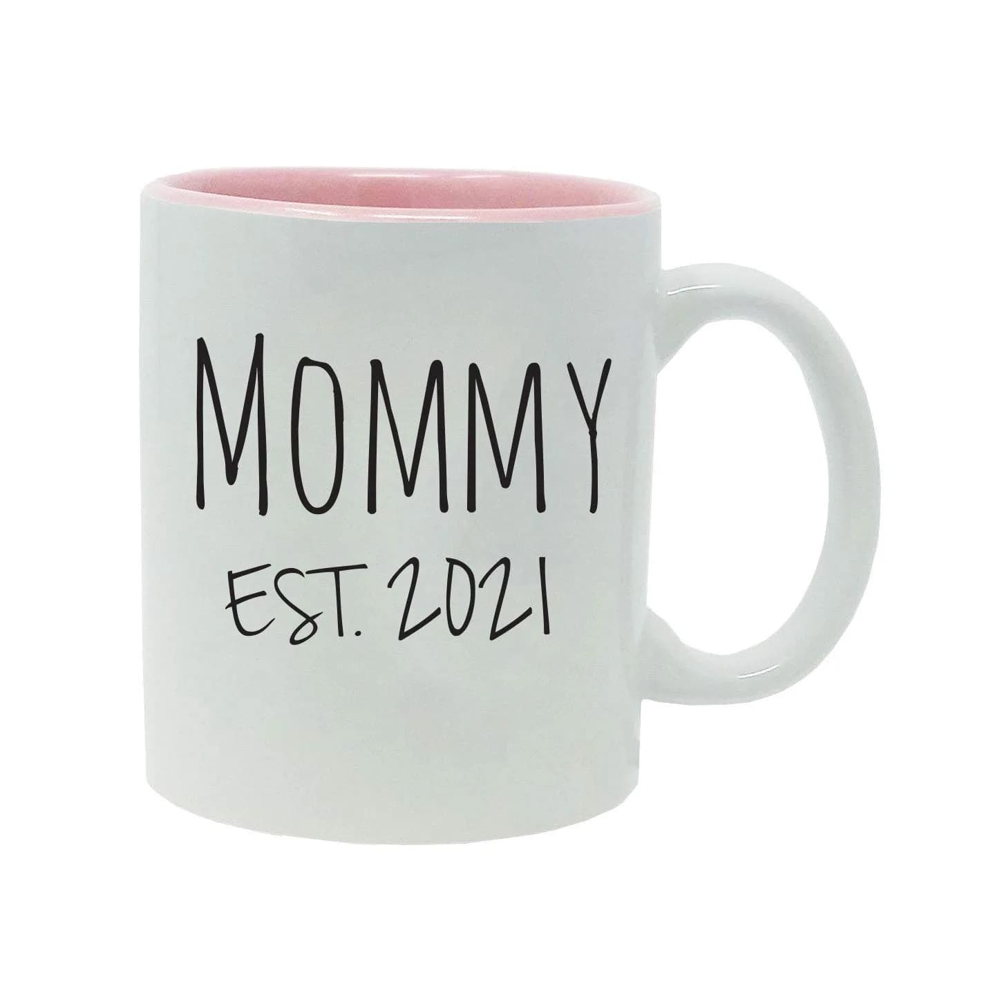 CustomGiftsNow Mommy Established Est. 2021 Ceramic Coffee Mug 312 ml (11 Ounce) | Permanent Image Quality — Pink