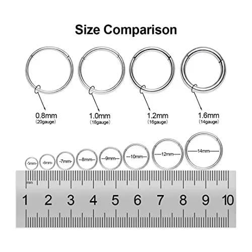 M MOOHAM Nose Rings for Women, 18g Silver Hoop, 9mm Inner Diameter | Hypoallergenic Surgical Steel Jewelry thumbnail 5