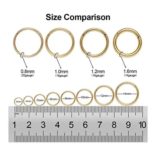 M MOOHAM Gold 18g Piercing Jewelry | Surgical Steel Septum & Nipple Ring (9mm) thumbnail 5