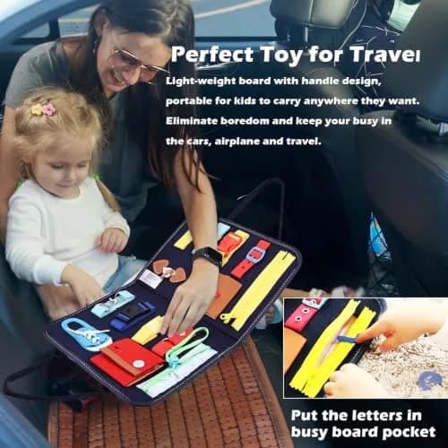 Esjay Blue Alphabet Busy Board 45 cm (17.7 inch) | Montessori Educational Toy for Fine Motor Skills thumbnail 4