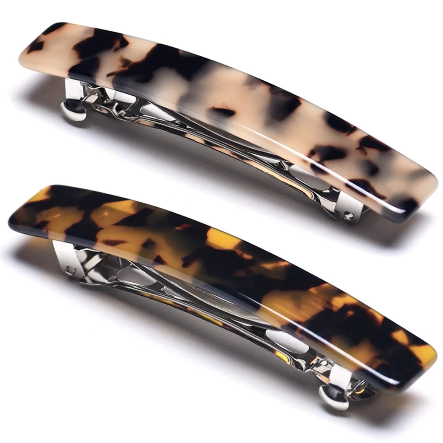 Eyegla Hair Clip 2pcs Tortoise Shell Celluloid Rectangle | Elegant French Design for Women