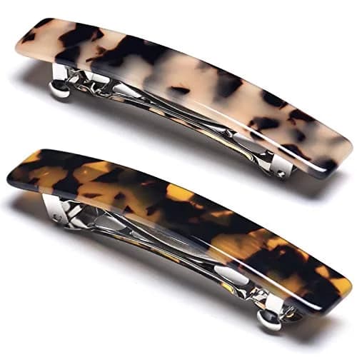 Eyegla Hair Clip 2pcs Tortoise Shell Celluloid Rectangle | Elegant French Design for Women thumbnail 1