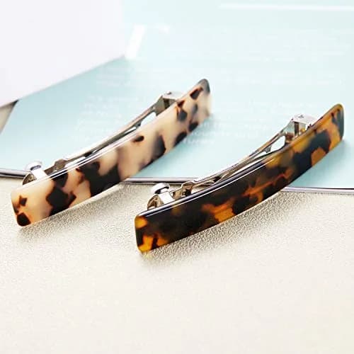 Eyegla Hair Clip 2pcs Tortoise Shell Celluloid Rectangle | Elegant French Design for Women thumbnail 5