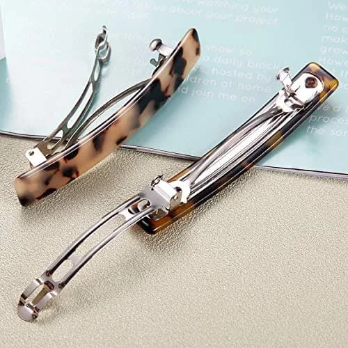Eyegla Hair Clip 2pcs Tortoise Shell Celluloid Rectangle | Elegant French Design for Women thumbnail 6