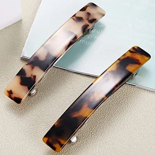 Eyegla Hair Clip 2pcs Tortoise Shell Celluloid Rectangle | Elegant French Design for Women thumbnail 3