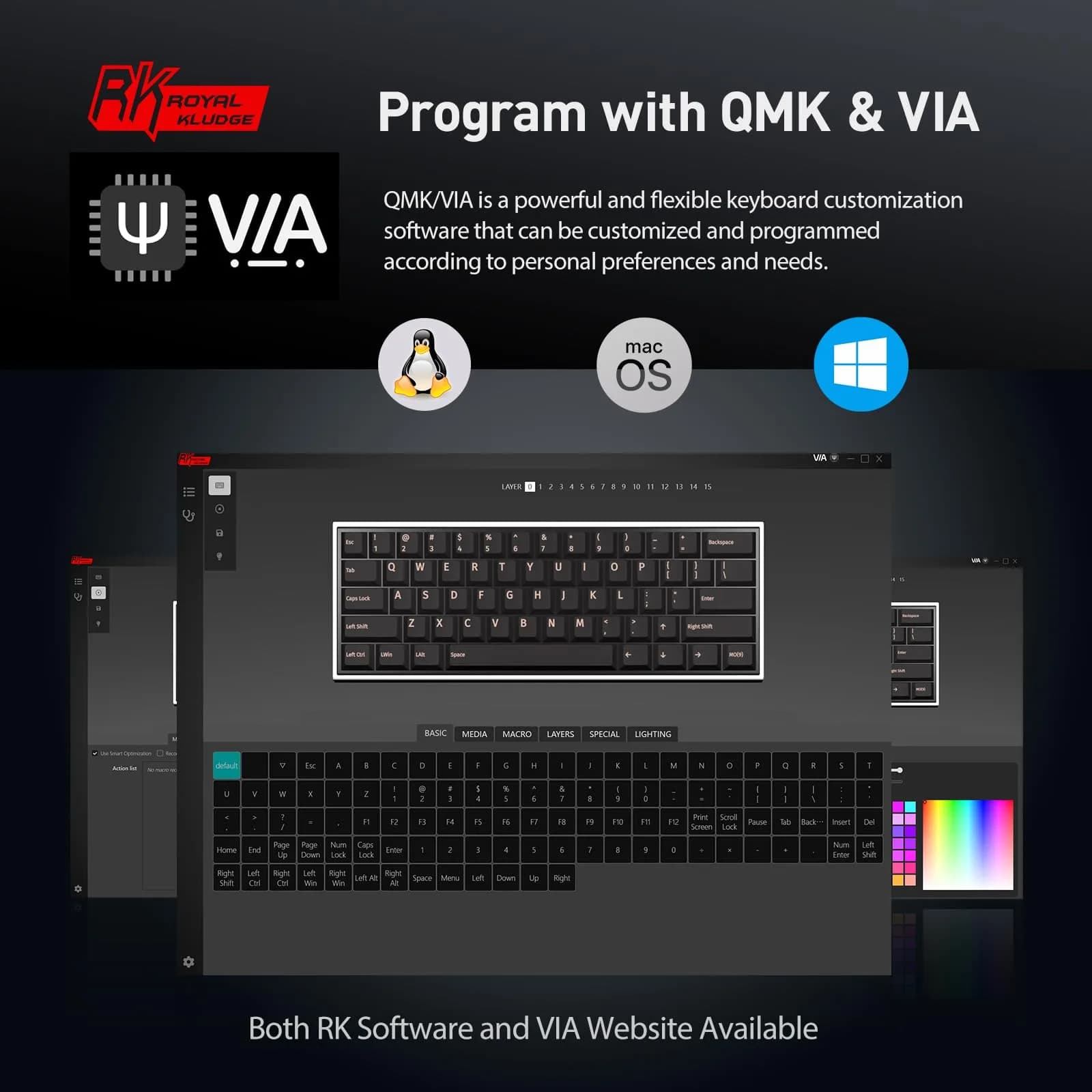 RK ROYAL KLUDGE RK61 Hot-Swappable Mechanical Keyboard | 61 Keys, RGB Backlit, White - view 7