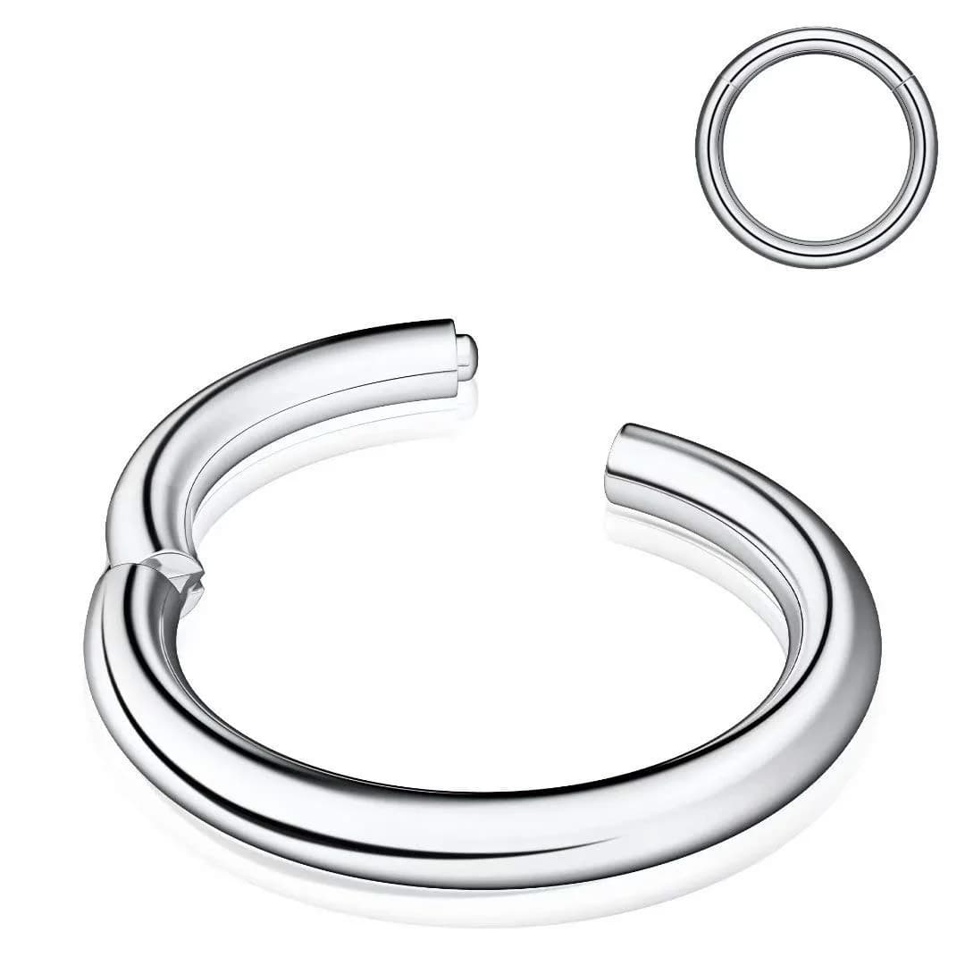 M MOOHAM Nose Rings for Women, 14g Silver Surgical Steel Hypoallergenic Hinged Small Nose Ring 14 Gauge 6mm Septum Ring Cartilage Hoop Earring Conch Piercing Jewelry for Women — 1pcs, Silver, 14g, Diameter: 6mm