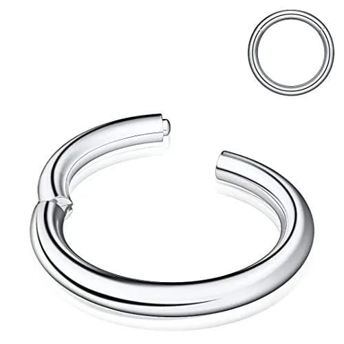M MOOHAM Nose Rings for Women, 14g Silver Surgical Steel Hypoallergenic Hinged Small Nose Ring 14 Gauge 6mm Septum Ring Cartilage Hoop Earring Conch Piercing Jewelry for Women thumbnail 1