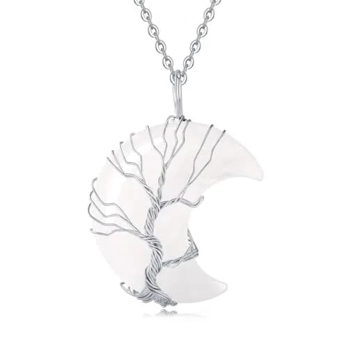 XIANNVXI Clear Quartz Necklace for Women Crescent Moon Pendant | Healing Crystal Jewelry, 60cm Chain thumbnail 1