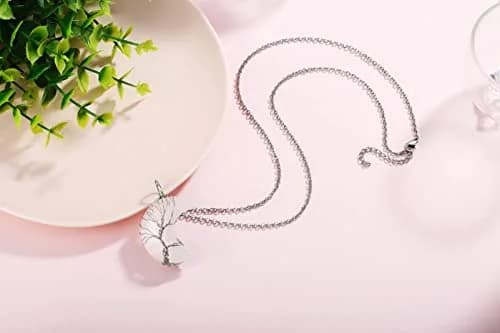 XIANNVXI Clear Quartz Necklace for Women Crescent Moon Pendant | Healing Crystal Jewelry, 60cm Chain thumbnail 6