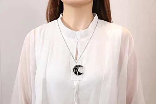 XIANNVXI Black Obsidian Necklace for Women Crescent Moon | Healing Crystal Pendant, 60cm Chain thumbnail 4