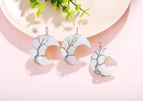 XIANNVXI Opal Necklace for Women Crescent Moon | Healing Crystal Pendant, 60cm Chain thumbnail 7