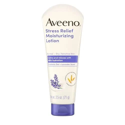 Aveeno Stress Relief Moisturizing Body Lotion Lavender Scent 75ml (2.5 Fl Oz) | Calms & Relaxes Skin with Prebiotic Oat — Stress Relief 2.5oz