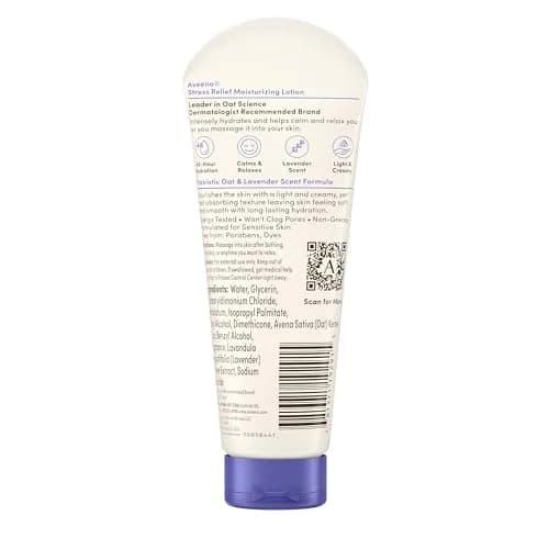 Aveeno Stress Relief Moisturizing Body Lotion Lavender Scent 75ml (2.5 Fl Oz) | Calms & Relaxes Skin with Prebiotic Oat thumbnail 7