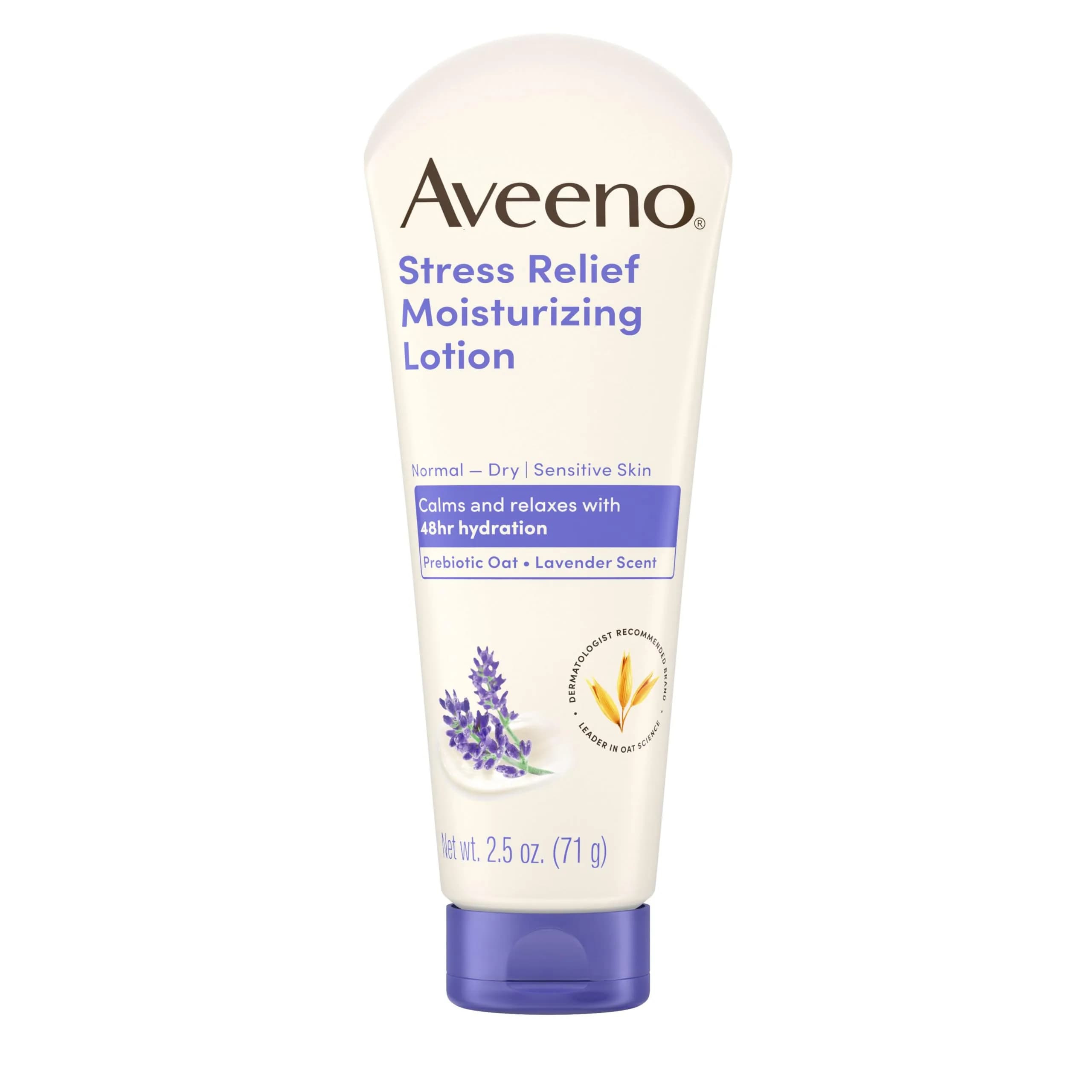 Aveeno Stress Relief Moisturizing Body Lotion Lavender Scent 75ml (2.5 Fl Oz) | Calms & Relaxes Skin with Prebiotic Oat - main product image