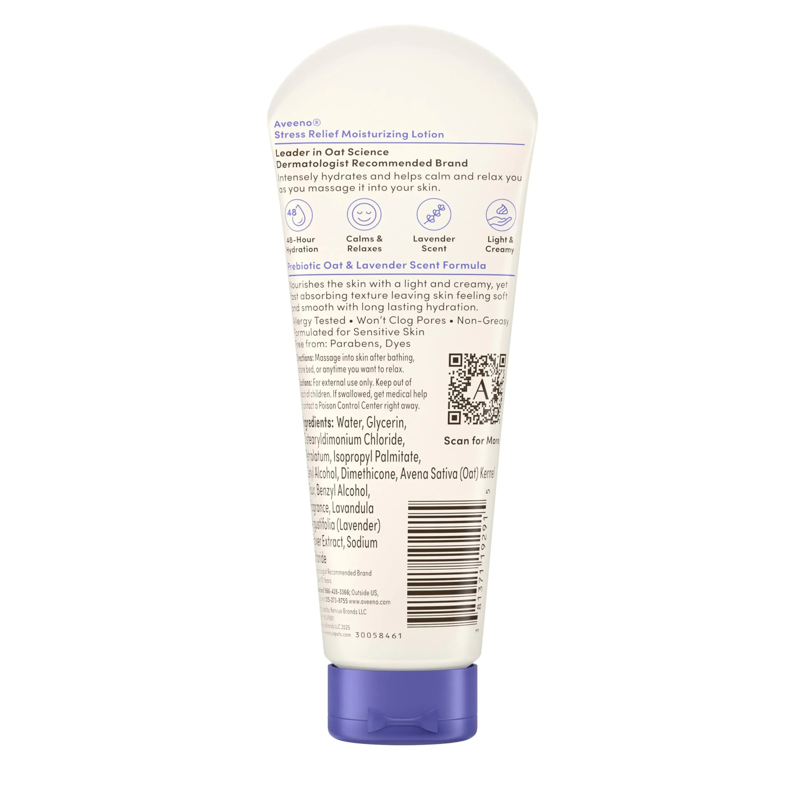 Aveeno Stress Relief Moisturizing Body Lotion Lavender Scent 75ml (2.5 Fl Oz) | Calms & Relaxes Skin with Prebiotic Oat - view 7