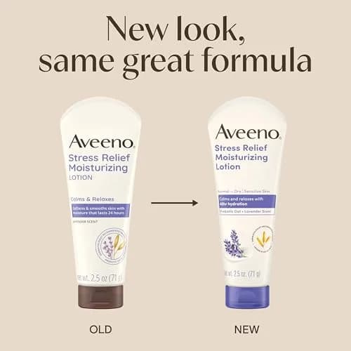 Aveeno Stress Relief Moisturizing Body Lotion Lavender Scent 75ml (2.5 Fl Oz) | Calms & Relaxes Skin with Prebiotic Oat thumbnail 2