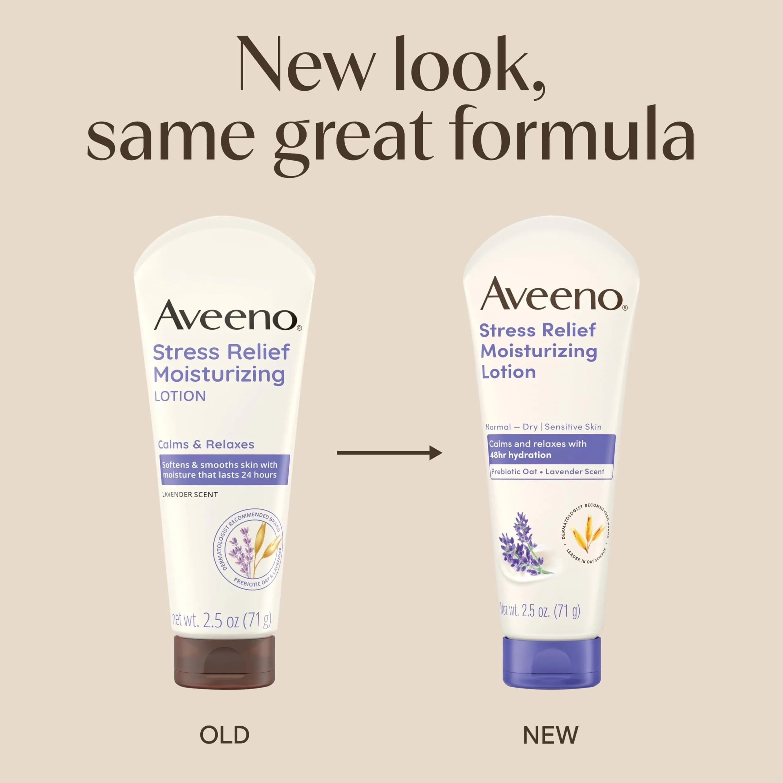 Aveeno Stress Relief Moisturizing Body Lotion Lavender Scent 75ml (2.5 Fl Oz) | Calms & Relaxes Skin with Prebiotic Oat - view 2