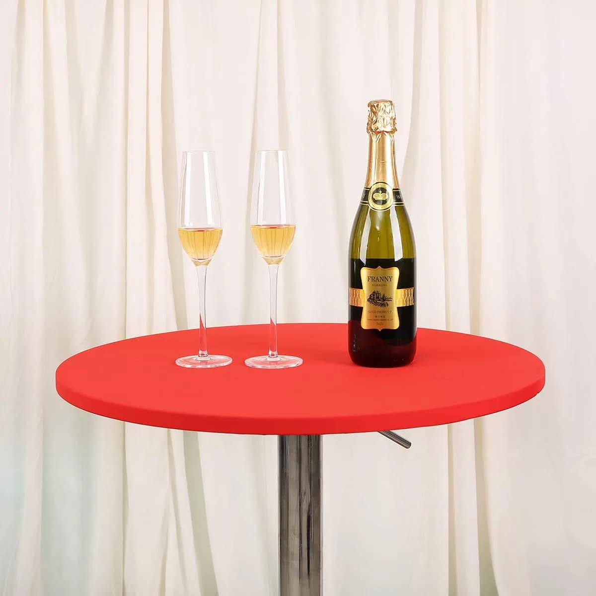 JISEN 30 Inch Red Round Stretchable Tablecloth | Fitted Elastic Cover for Elegant Events — A-red
