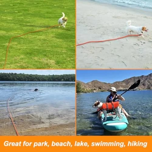 Vivifying Floating Long Dog Leash 6.1m (20ft) Orange | Durable Training Leash for Recall & Swimming thumbnail 5
