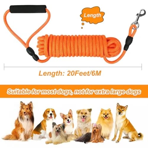 Vivifying Floating Long Dog Leash 6.1m (20ft) Orange | Durable Training Leash for Recall & Swimming thumbnail 7