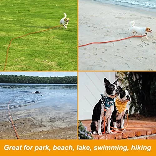 Vivifying Floating Long Dog Leash 6.1m (20ft) Orange | Durable Training Leash for Recall & Swimming thumbnail 9