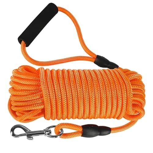 Vivifying Orange Floating Dog Training Leash 10m (32ft) | Durable Rope Lead with Padded Handle thumbnail 1