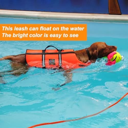 Vivifying Orange Floating Dog Training Leash 10m (32ft) | Durable Rope Lead with Padded Handle thumbnail 2